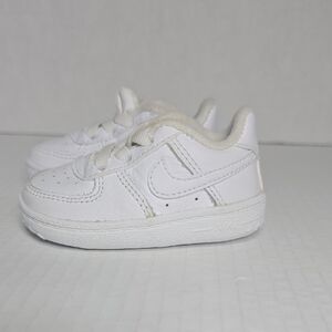 Kids White Nike Air Force 1 Low Infant Crib Booties Soft Bottom Shoes Size 2C